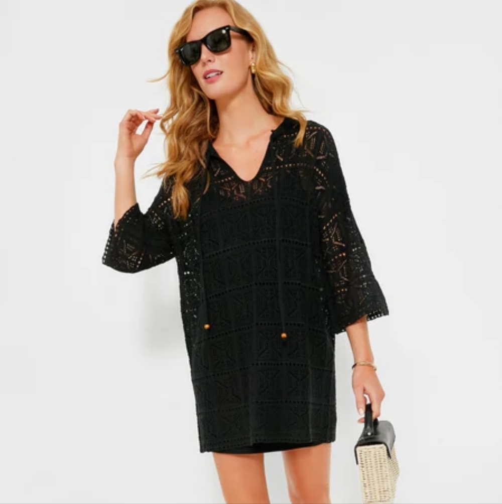 NWT Pomander Place Black Crochet Mini Dress